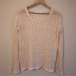 𝅺AEROPOSTALE Woman Blouse Pink/White/Silver Round Neck LS Elegant Size M